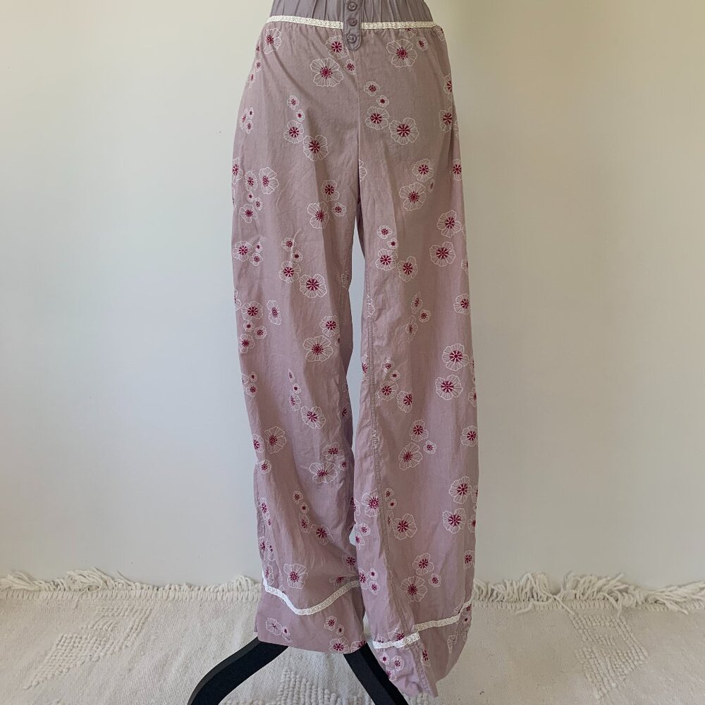 RW&CO Mauve Floral Pattern Cotton Pajama Pants - Size Large